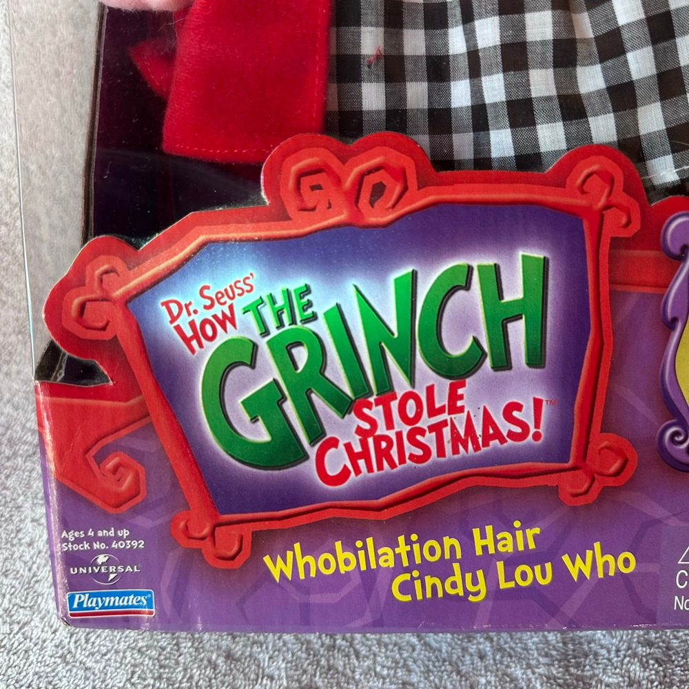 NIB VTG 2000 Playmates Dr Seuss The Grinch Whobilation Hair Cindy Lou Who Doll - Picture 2 of 15